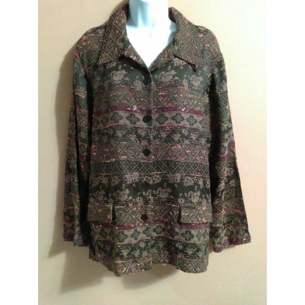 Bonworth Womens Embroidered Tweed Batik Style  Jacket Blazer Size Medium
